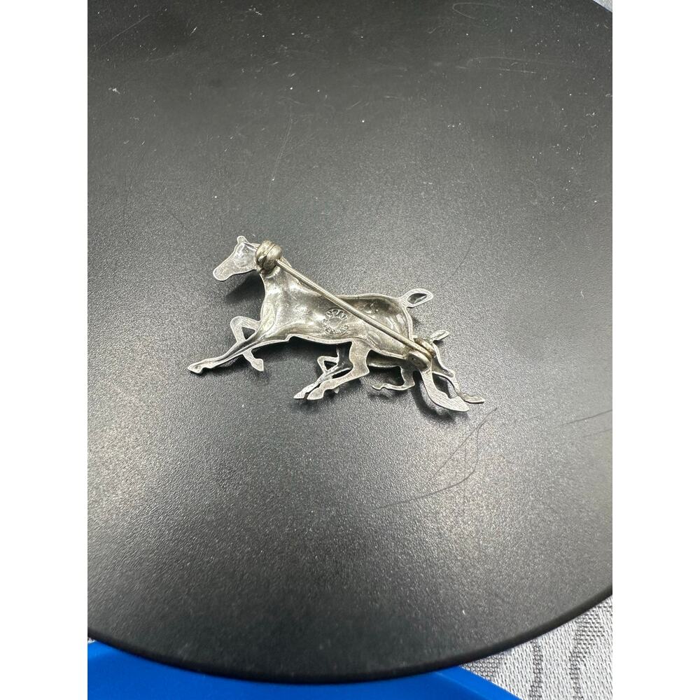 Beau Vintage Sterling Horse and Foal Brooch, signed